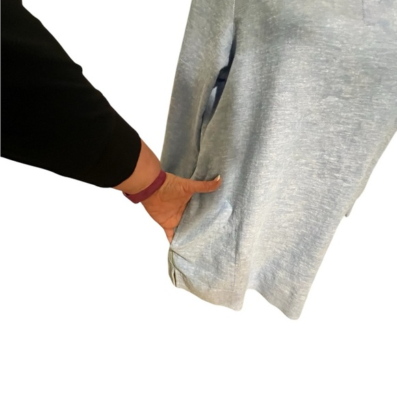 Lands End women’s 100% linen Notch Neck 3/4 Sleeve Tunic, Blue, Small pockets - Picture 7 of 8